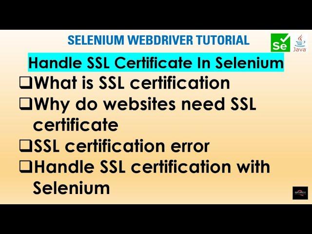 How to Handle SSL Certificate In Selenium WebDriver #23