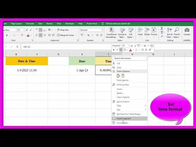 Separate Date Time columns By EXCEL