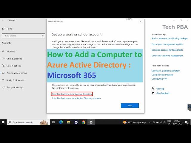 How to Join PC to Azure Active Directory | Microsoft 365 | How to Add Azure AD User Account to PC