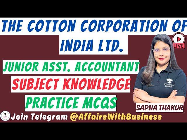 Junior Accounts Assistant || Practice Questions |l Cotton Corporation of India Ltd || Class 4