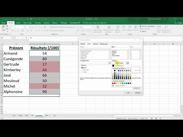 La MISE EN FORME CONDITIONNELLE (Cours EXCEL en français)