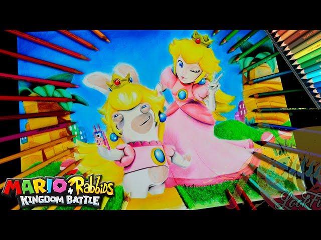 Drawing Mario + Rabbids Kingdom Battle - Peach + Rabbid - Nintendo Switch / lookfishart