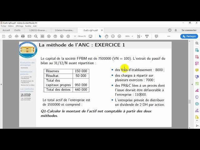 Évaluation des entreprises : les méthodes patrimoniales (ANC et ANCC)