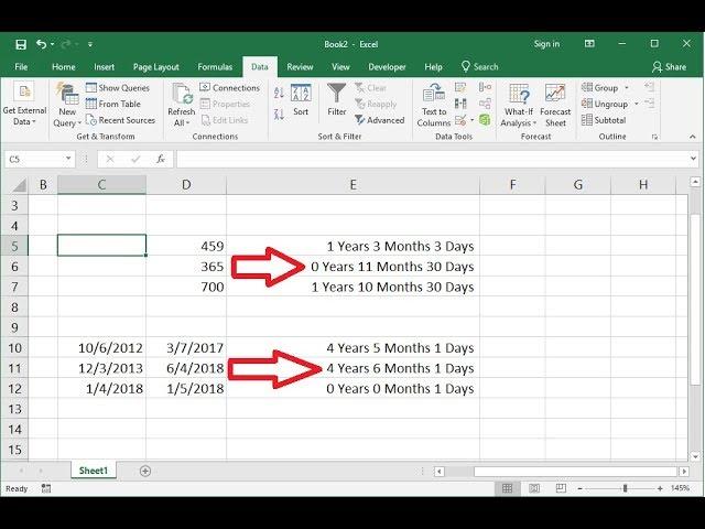 MS Excel: How to Convert Days & Dates into Years Months & Days