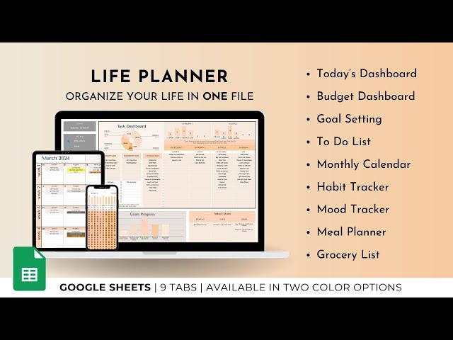 Video Tutorial - Life Planner UPDATED with Budget & Mood Tracker - Google sheets template