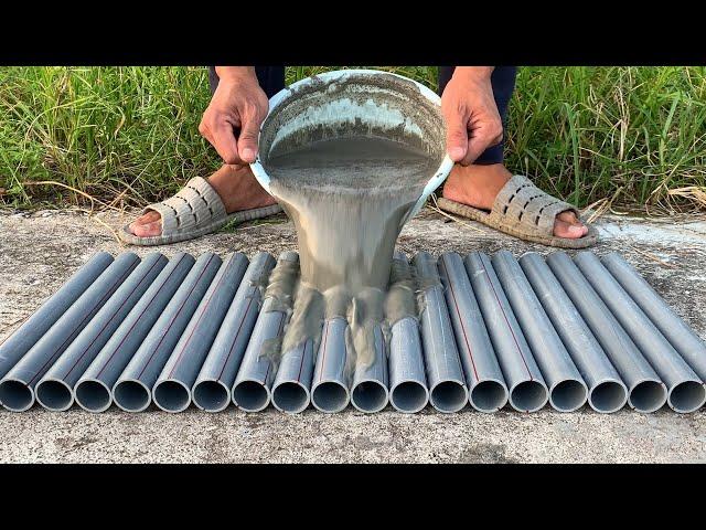 Plastic pipe mold // Simple, easy and creative way to make flower pots from cement and plastic pipes