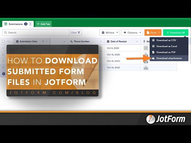 How to download submitted form files in Jotform