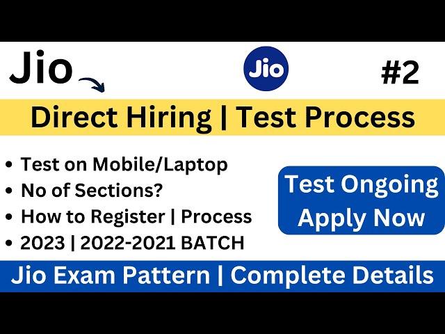 Jio Direct Hiring | Exam Update| Exam Pattern | How to Register For Test |Jio Careers App |PART-2