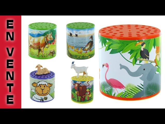 Boîtes à meuh : boîte à vache avec étiquette "Les animaux de la jungle" - Lutèce créations