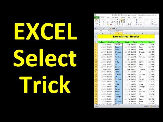EXCEL TRICK - Select large data quickly in columns & rows WITHOUT click & drag or unwanted cells