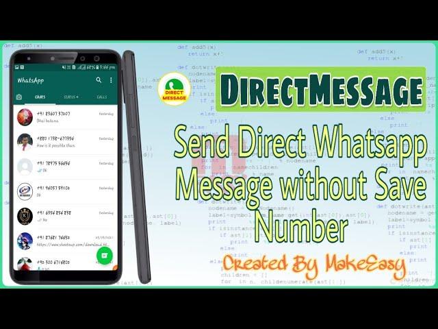 DirectMessage | Send Whatsapp Message without saving number | Android Studio Source Code | MakeEasy