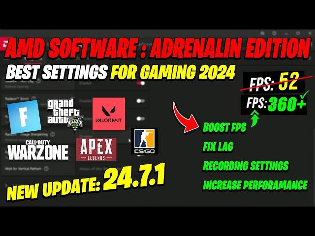 AMD Software Adrenalin Edition New update 24.7.1 Best Setting For Gaming 2024 | AMD 24.7.1 Update