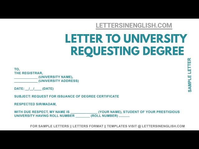 Request Letter for Degree Certificate – Degree Certificate Application Letter