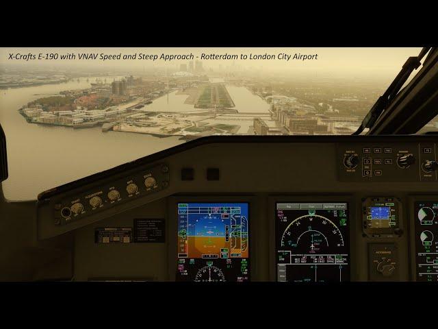 X-Crafts E190 with VNAV Speed and Steep Approach