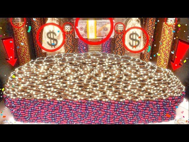 WORLD’S BIGGEST POKER CHIP MOUNTAIN CRASH! HIGH RISK COIN PUSHER $100 MILLION BUY IN! (RECORD WIN)