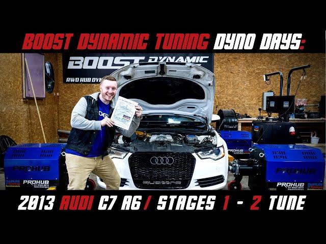 Audi C7 A6 Stock v. Stage 1 vs Stage 2 W/ Single pulley Install - Dyno