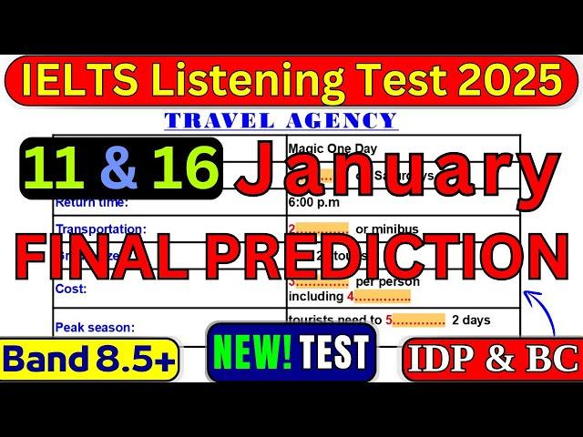 11 JANUARY & 16 JANUARY 2025 IELTS LISTENING PRACTICE TEST WITH ANSWERS | IDP & BC