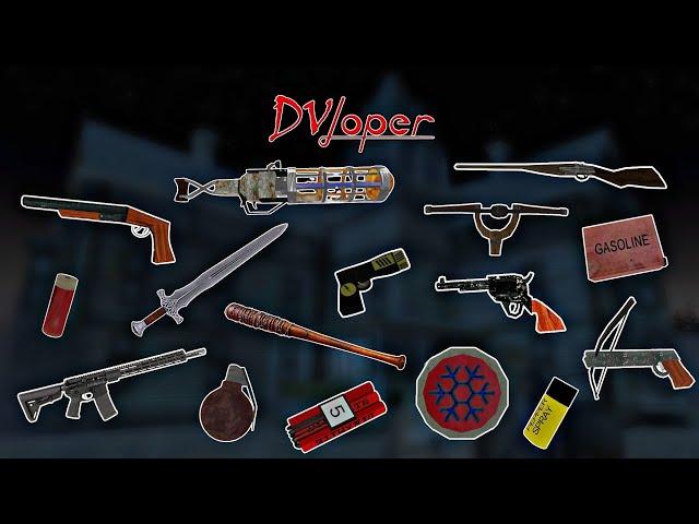 All weapons In All Dvloper games | Granny, Granny chapter 2, Granny 3, The Twins...