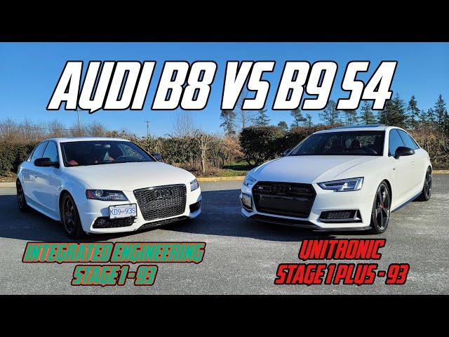 Audi B8 VS B9 S4 1/4 Mile Comparison (Integrated Engineering Stage 1 VS Unitronic Stage 1+)