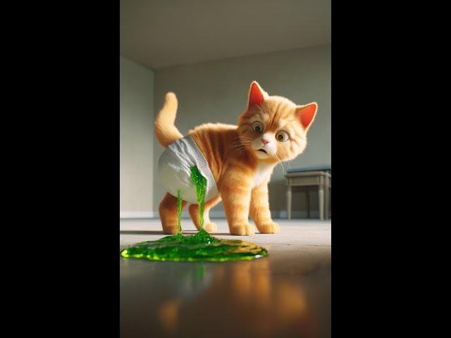 Kitten has a slime in her diaper?!  #cat #kitten #cute