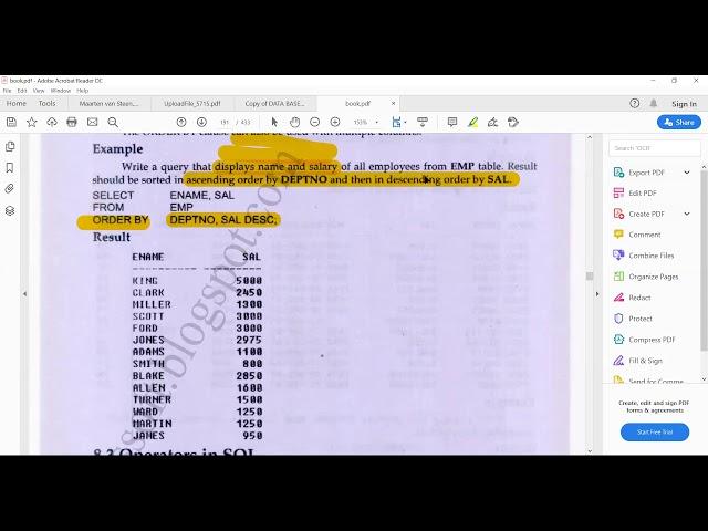 SQL query of multiple columns? Order by Clause - Ascending and descending...