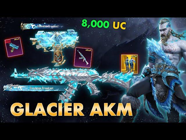 New LUCKIEST Glacier ULTIMATE Set CRATE OPENING | 8k uc Glacier AKM and Uzi opening  | BGMI