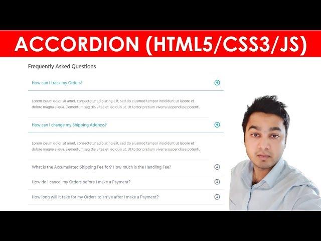Build a FAQ Accordion Menu | How to Create FAQ Accordion Menu Tabs | HTML5, CSS3 & jQuery