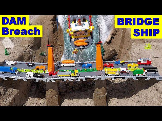 LEGO DAM Collapse ROAD BRIDGE and SHIP - Ep 10