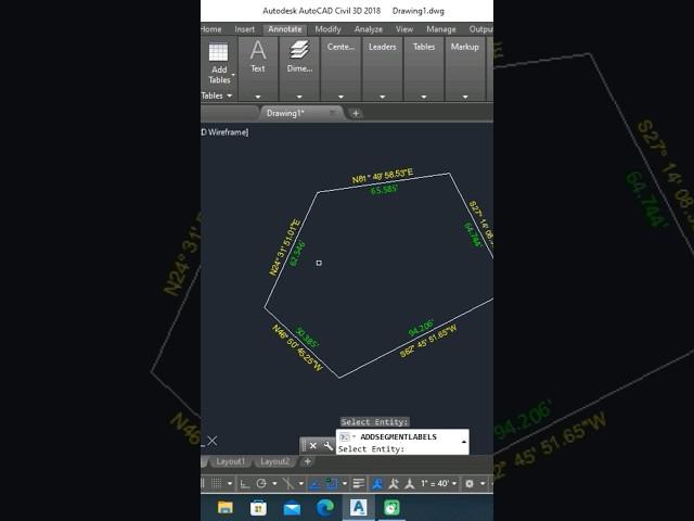 AutoCAD Civil 3D Shorts Tutorial Create bearing & Distance Labels