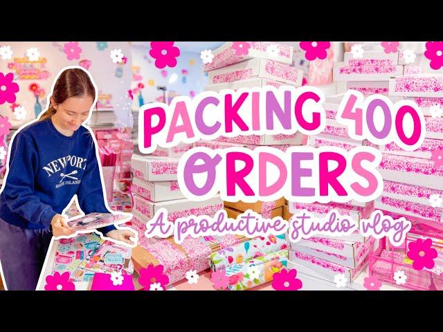 PACKING 400+ Orders After a Sold Out Launch  PRODUCTIVE SMALL BUSINESS STUDIO VLOG 🩷