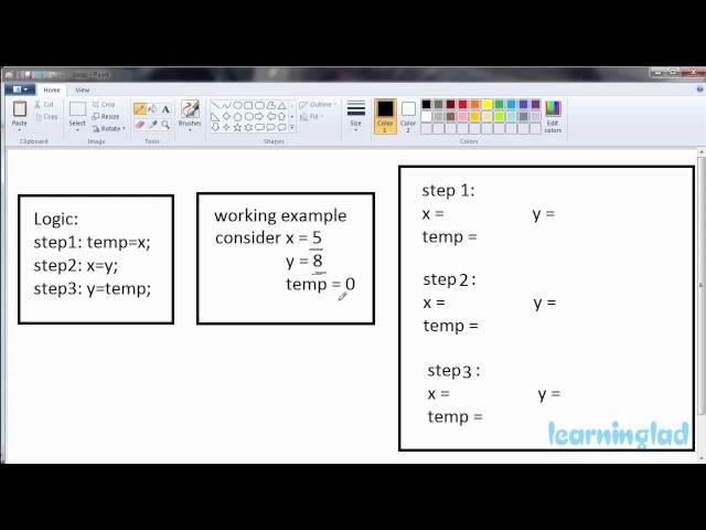 C Programming Exercise | Program to Swap 2 Numbers Using a temp / third Variable