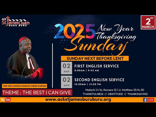 NEW YEAR THANSGIVING SUNDAY | SECOND ENGLISH SERVICE | VEN CANON CHARLES CHEGE KARIUKI