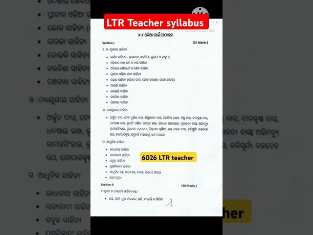 LTR Teacher Syllabus |LTR Teacher exam Pattern And Syllabus|LTR Syllabus#syllabus #shorts