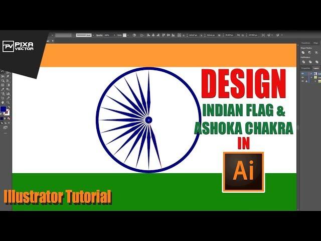 How to Design Indian Flag and Ashoka Chakra in Illustrator | Illustrator Tutorial | PixaVector