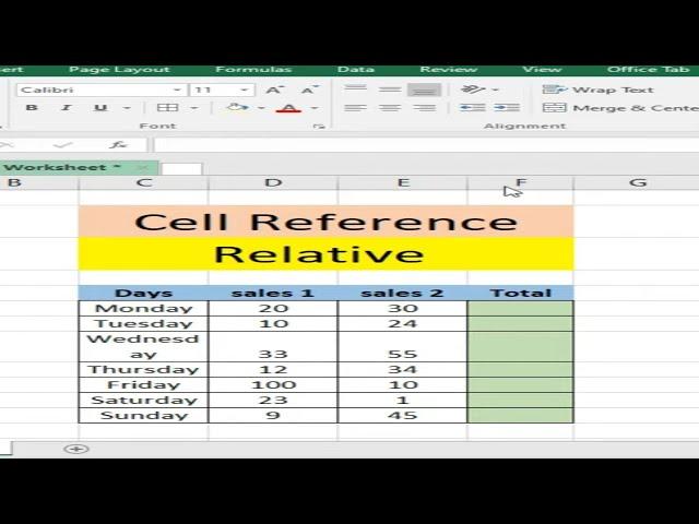 Cell Reference in Excel | Relative Reference | #shorts |