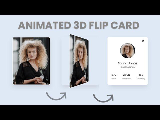 How to create Animated 3D Flip Card with HTML and CSS | Animated Profile Card with HTML and CSS