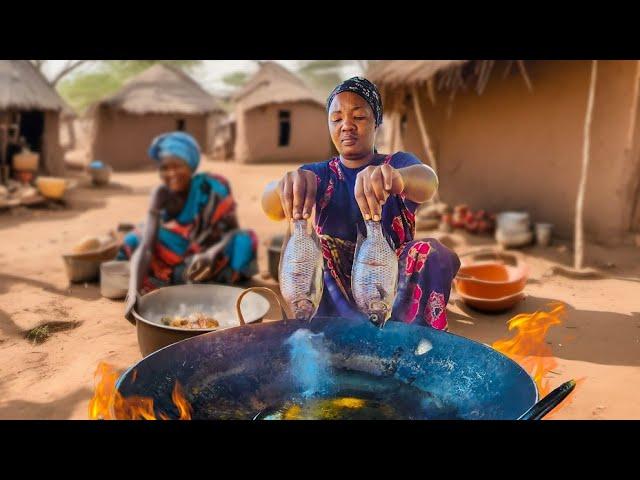 African village life #cooking Village food Steamed Bread and Fish for Breakfast