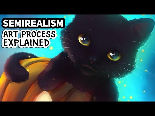 Voiceover Speedpaint of My Semi Realistic Style Halloween Kitty Artwork