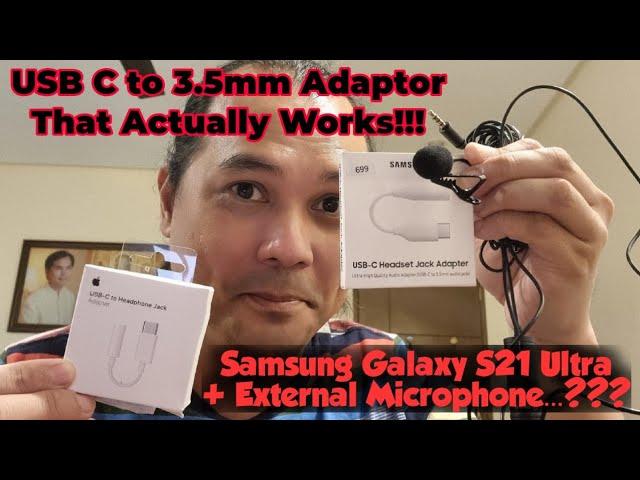 USB C to 3.5mm Adaptor for External Microphone that Works with Samsung Galaxy S21 / S21+ / S21 Ultra