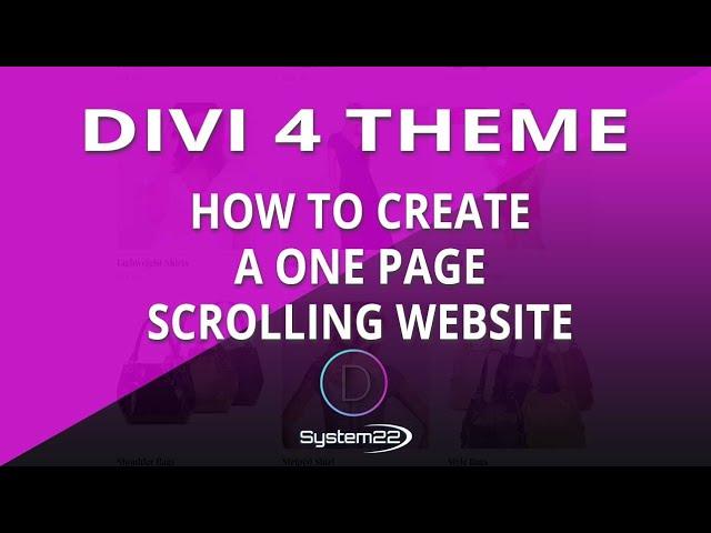 Divi Theme How To Create A One Page Scrolling Website 