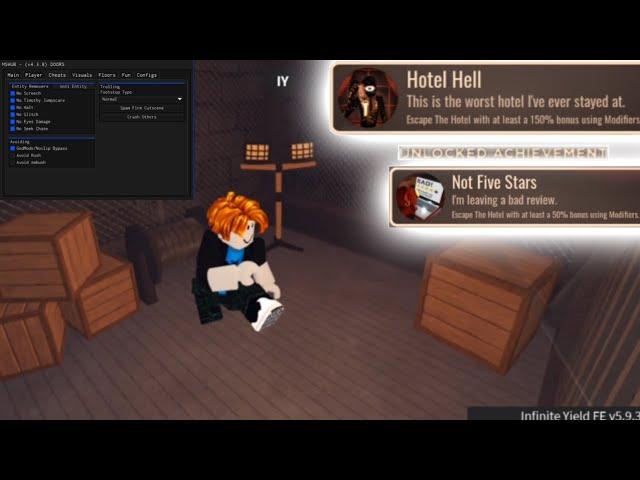 Getting the "Hotel Hell" and "Not Five Stars" badges in Doors with EXPLOITS!