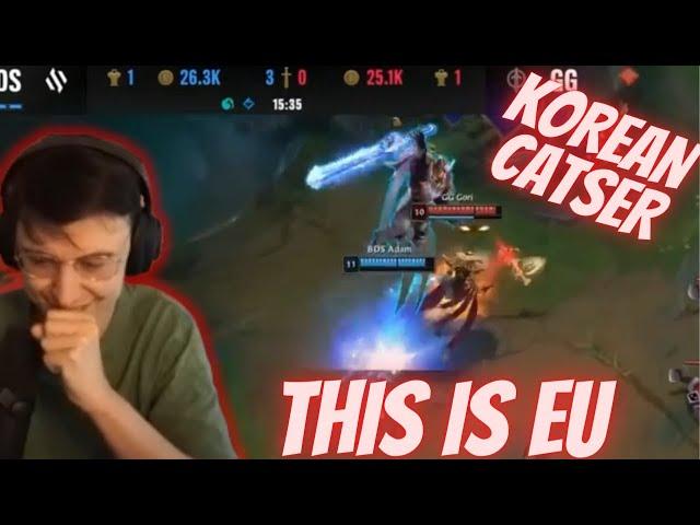 Caedrel Reacts Korean caster react to ADAM destroy GG (translate eng)