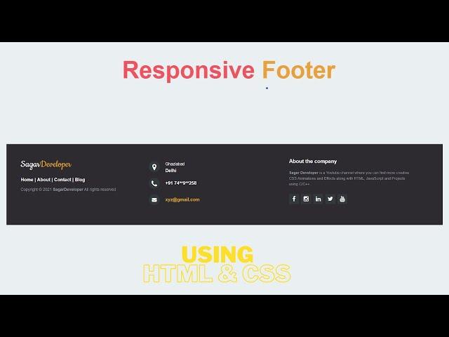 Responsive Footer Using HTML and CSS | HTML CSS Footer