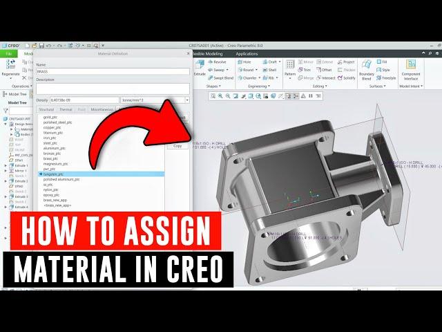 How to assign material in ptc creo | how to apply material in creo | creo tutorial