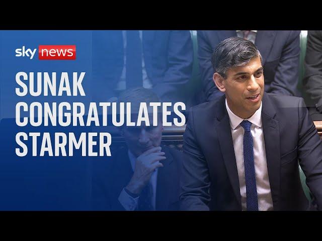 Rishi Sunak congratulates Sir Keir Starmer ahead of his 'formidable task' in leading country