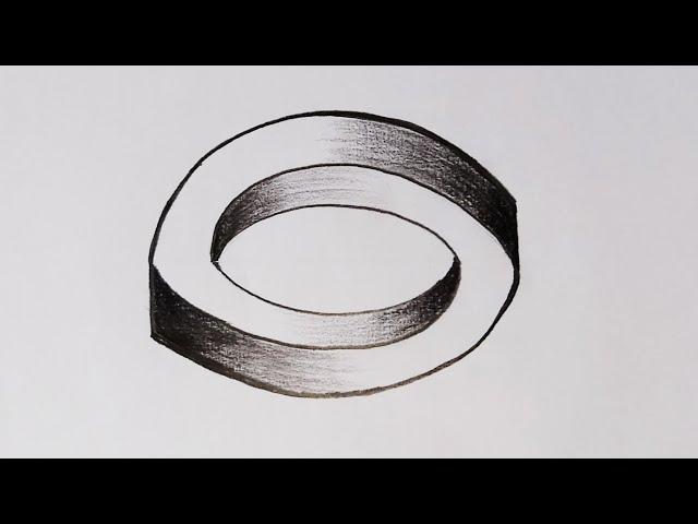 simple optical illusion, the impossible oval, shading illusion drawing,#trending #drawing#art