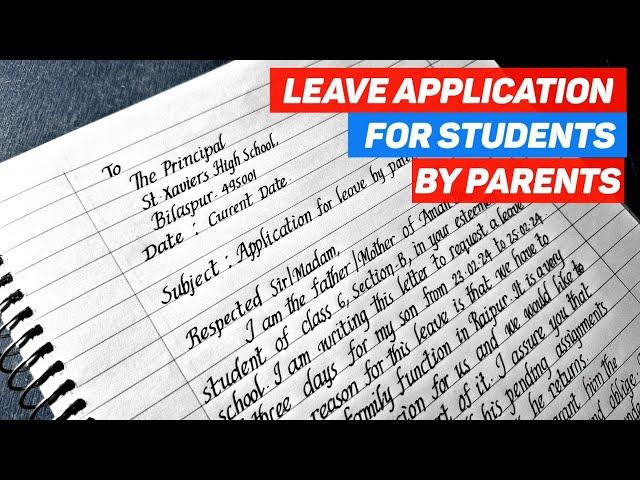 Leave Application For Students By Parents