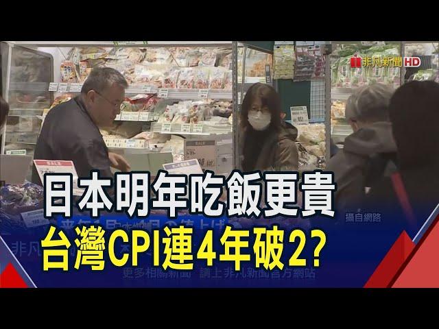 房價.電價拉高台灣明年CPI? 專家2理由預期下半年趨緩! 日本通膨加速升溫? 6千多項食品準備喊漲｜非凡財經新聞｜20241227