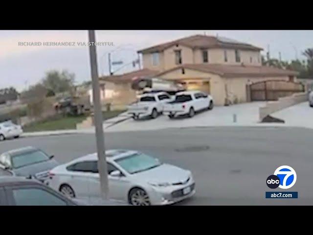 Car goes airborne, crashes into garage of California home