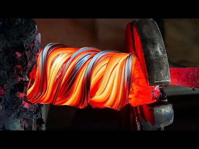 Forging a Damascus Steel Knife from Ball Bearings